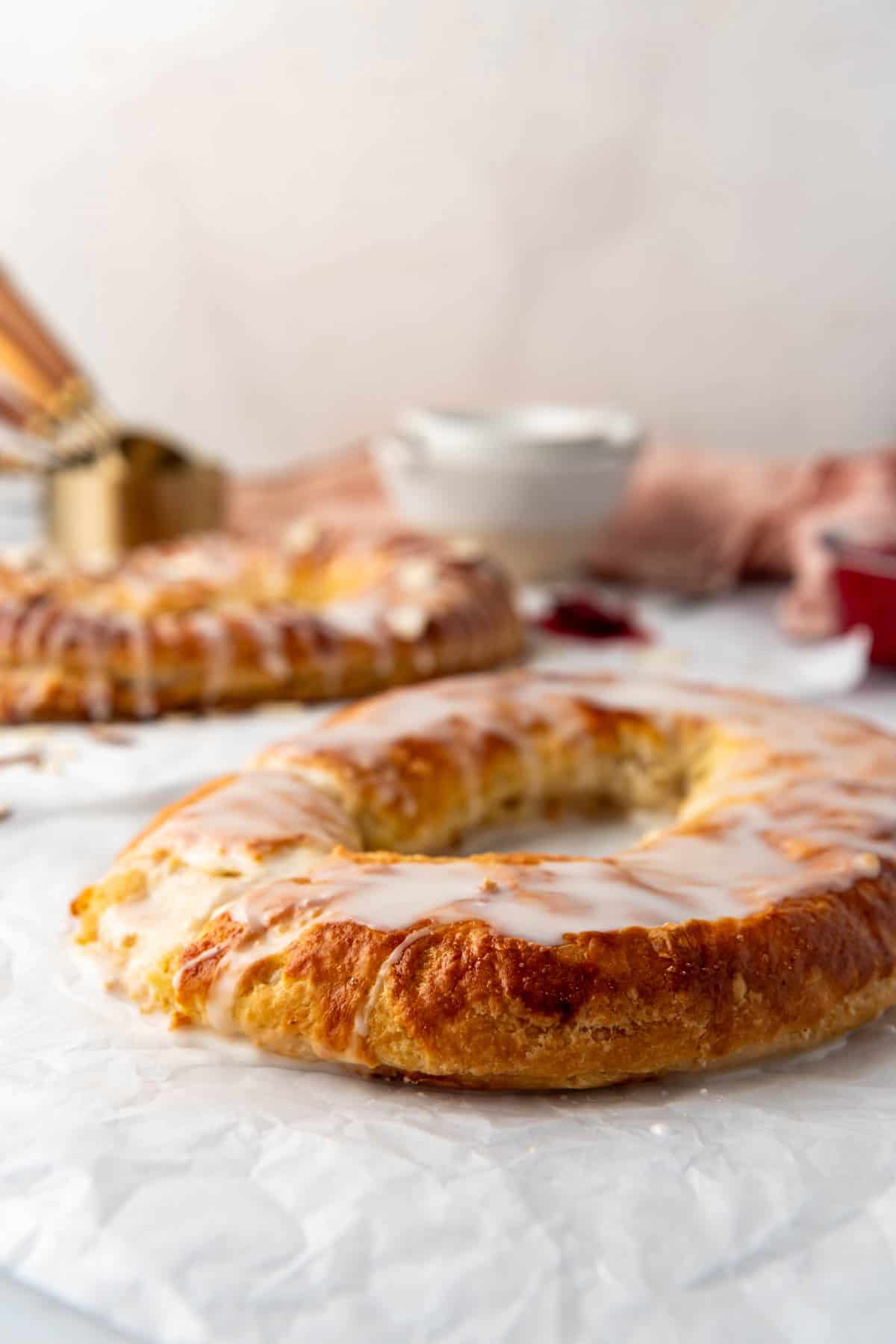 An image of glazed almond kringle.