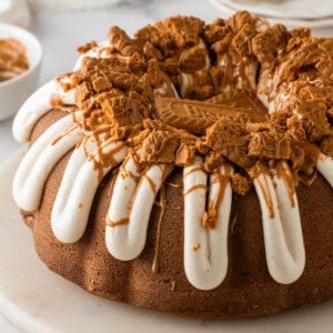 An image of a biscoff cookie butter bundt cake.