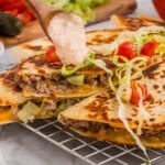 An image of cheeseburger quesadillas.